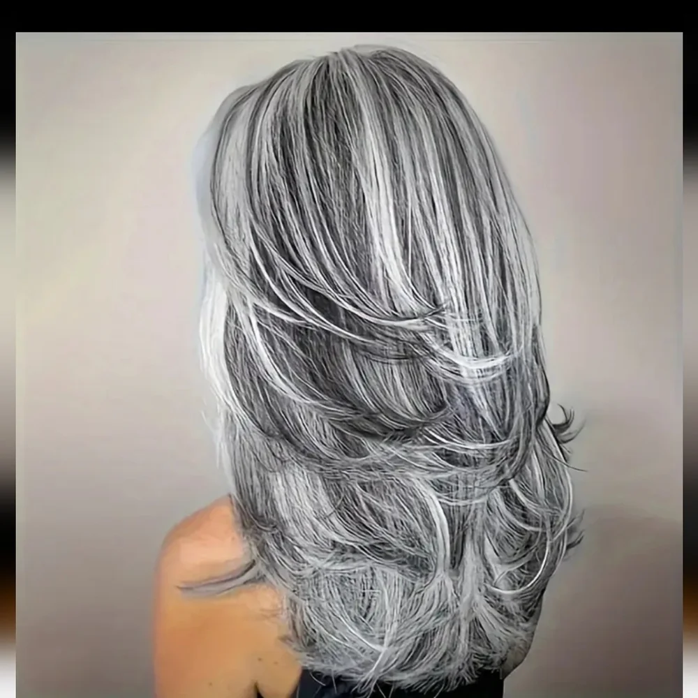 Elegant Silver Hair 26 In New Mix Grey
